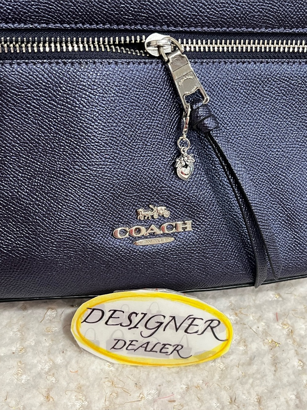 COACH Jordyn Metallic Blue Crossgrain Leather Backpack 84221 - Picture 4 of 12